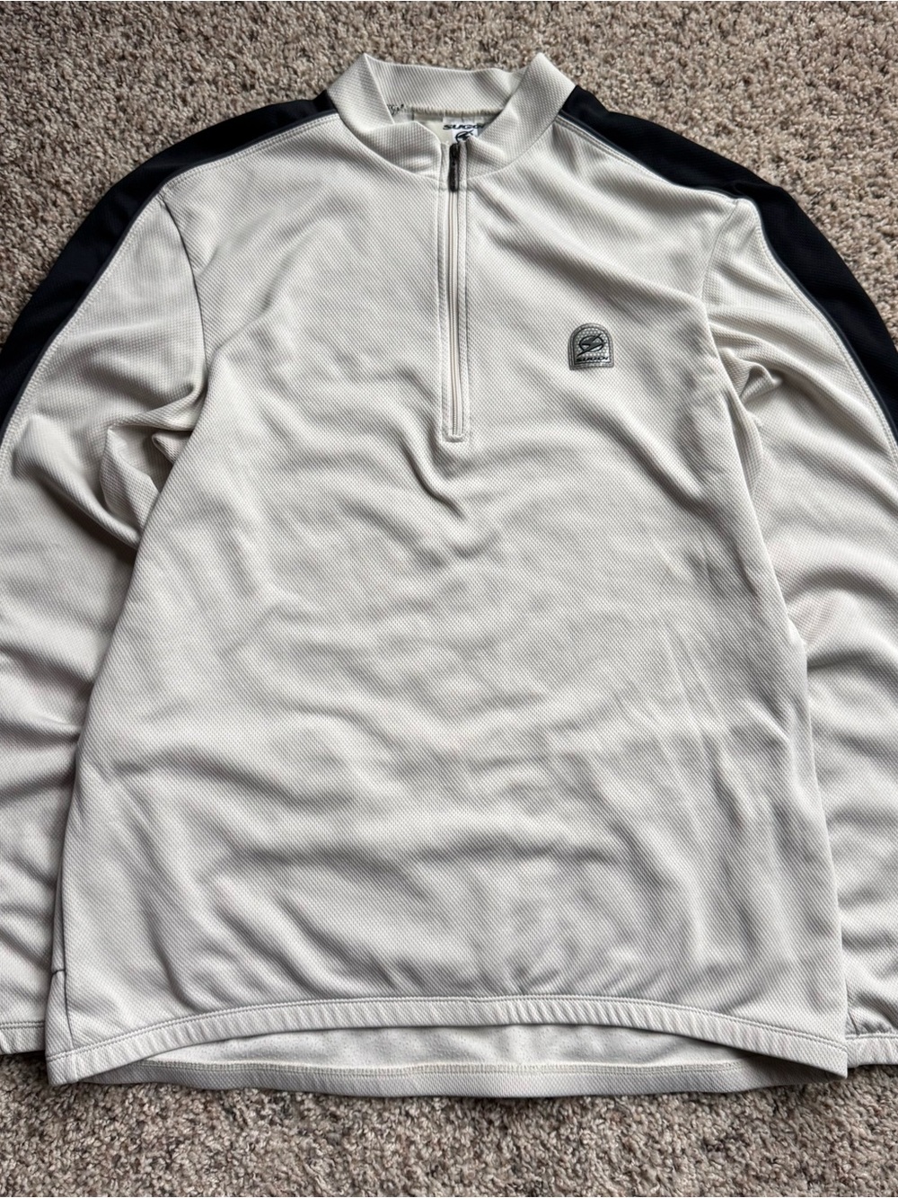 Vintage Sugoi Cycling Mens XL Creme Black Quarter Zip Long Sleeve Canada Made